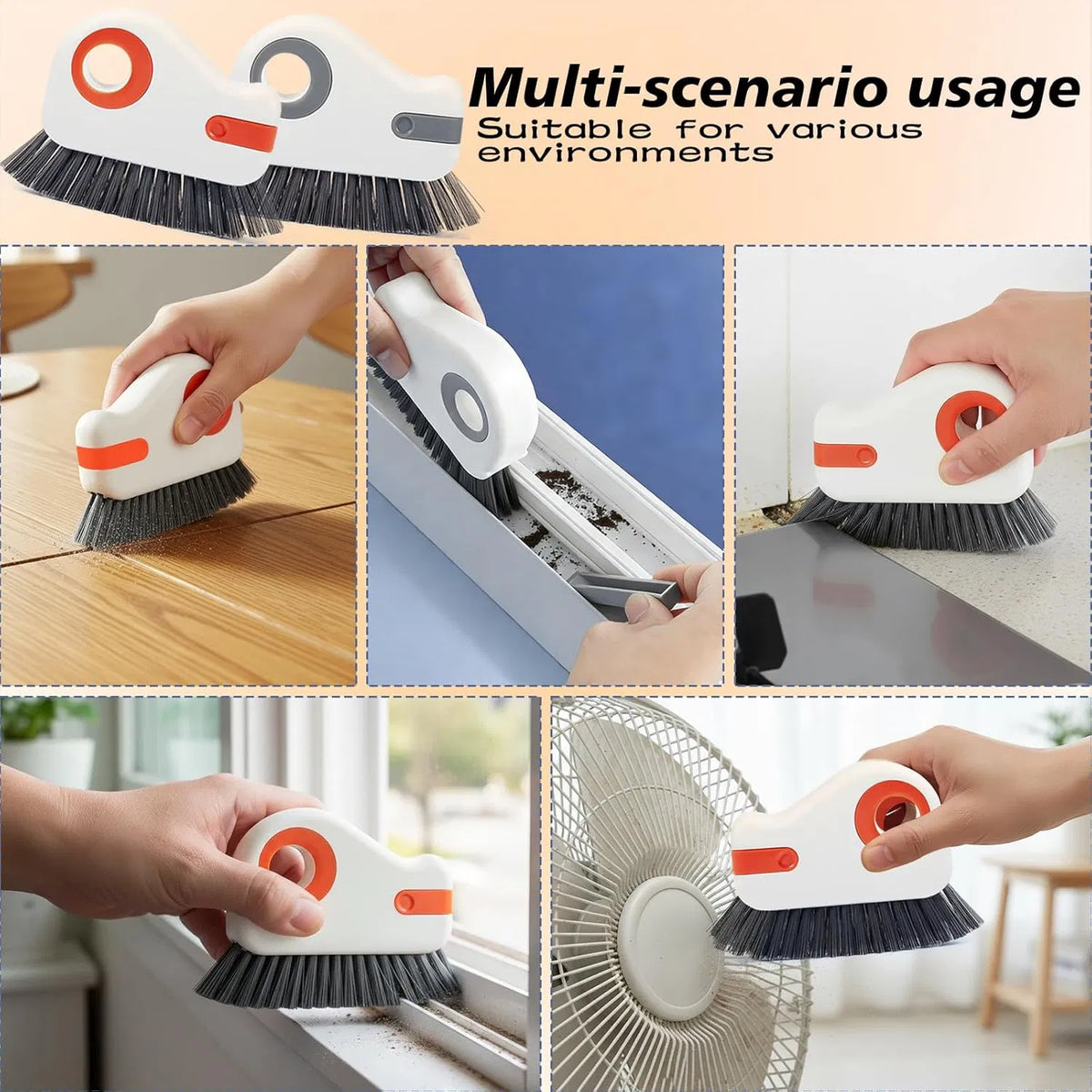 2‑in‑1 Groove Cleaning Brush, Multifunctional Hand‑Held Window Track Cleaner, Easy‑to‑Store Crevice Tool for Sliding Door & Shutter Window Tracks