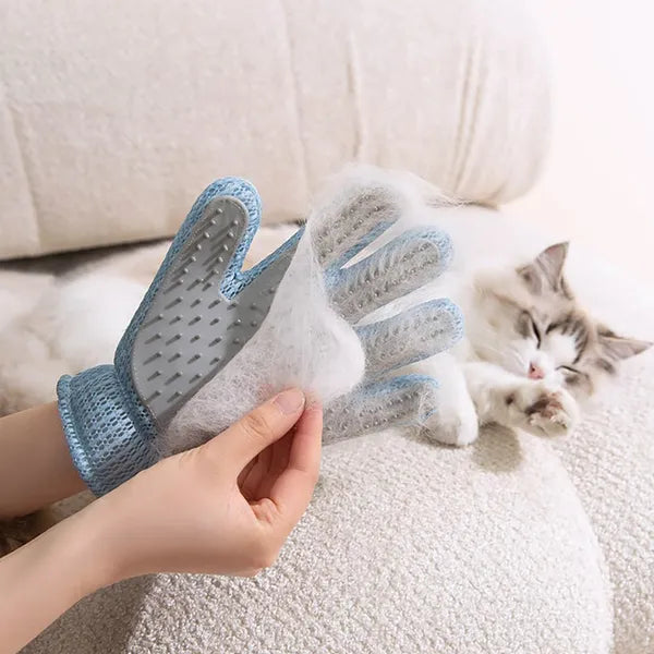 2 in 1 Double Sided Pet Grooming Glove, Silicone Deshedding Massage Mitt for Dogs & Cats Bath Hair Removal