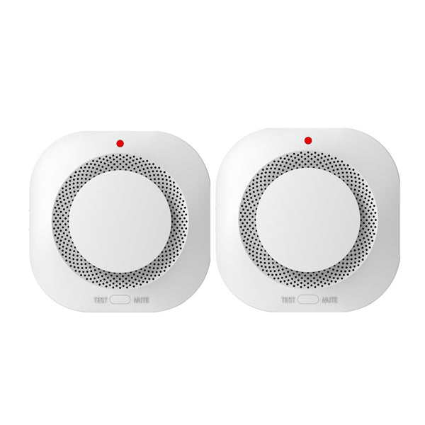 Aeelleea Smoke Detector 2 Pack, 3.62×3.54×1.5 Inch Fire Smoke Alarm with Test & Silence Button, Home Security Fire Warning System for Bedroom Kitchen