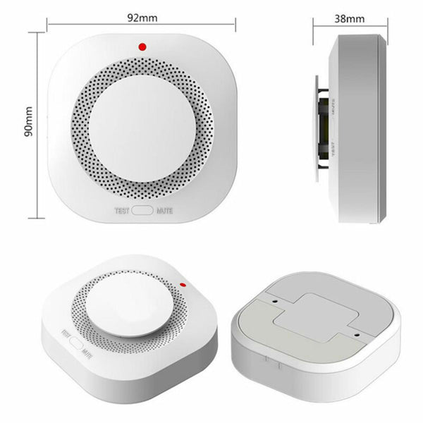 Aeelleea Smoke Detector 2 Pack, 3.62×3.54×1.5 Inch Fire Smoke Alarm with Test & Silence Button, Home Security Fire Warning System for Bedroom Kitchen