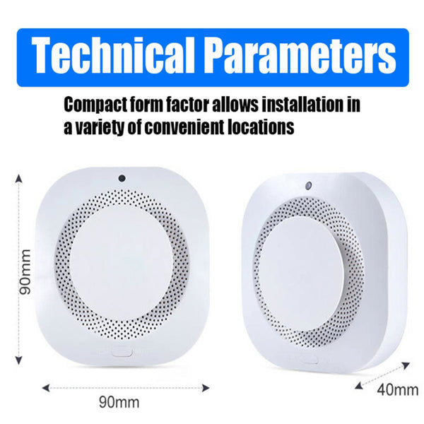 Aeelleea Smoke Detector 2 Pack, 3.62×3.54×1.5 Inch Fire Smoke Alarm with Test & Silence Button, Home Security Fire Warning System for Bedroom Kitchen