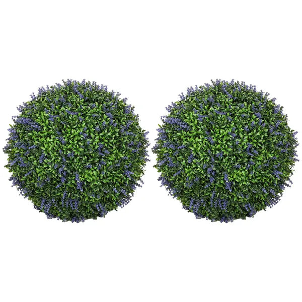 Aeelleea 2Pcs Artificial Lavender Topiary Balls, 16.5 Inch Faux Plant Ball, Indoor Outdoor Decorative Simulation Lavender Plant for Home Garden Patio