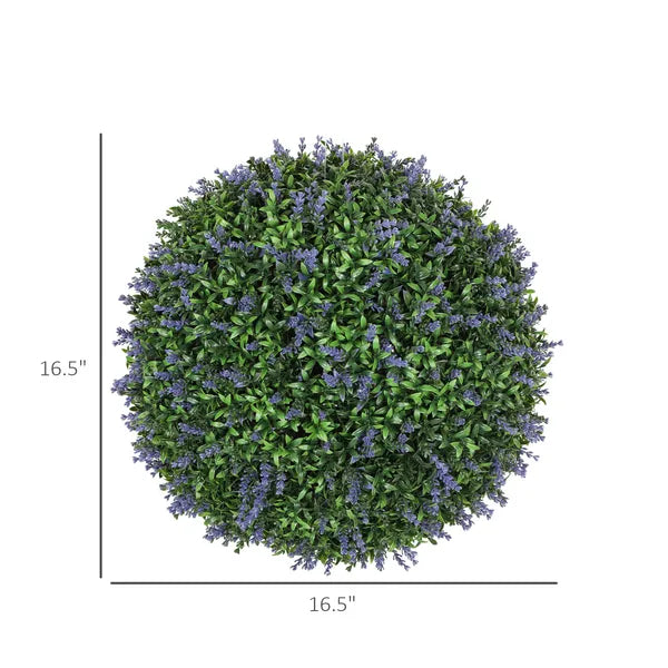 Aeelleea 2Pcs Artificial Lavender Topiary Balls, 16.5 Inch Faux Plant Ball, Indoor Outdoor Decorative Simulation Lavender Plant for Home Garden Patio