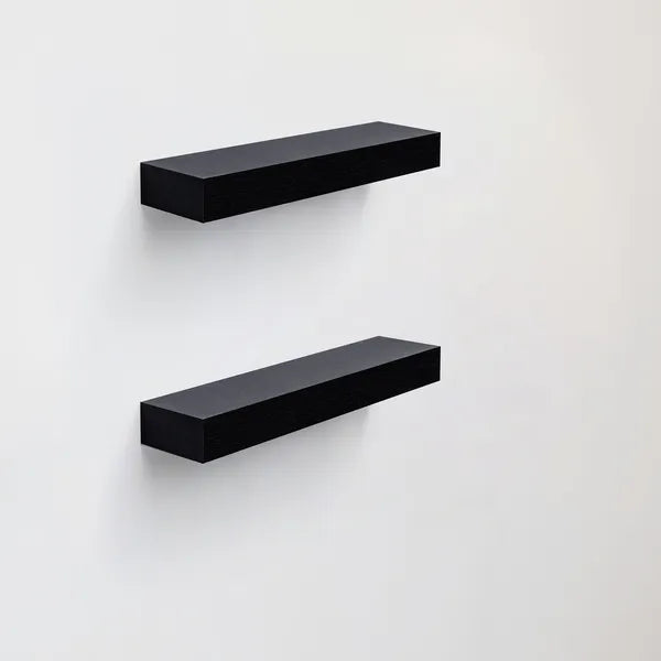 2-Piece Floating Wall Shelves, Wall Mounted Wooden Display Shelf with Hidden Brackets for Bedroom Bathroom Kitchen Decor