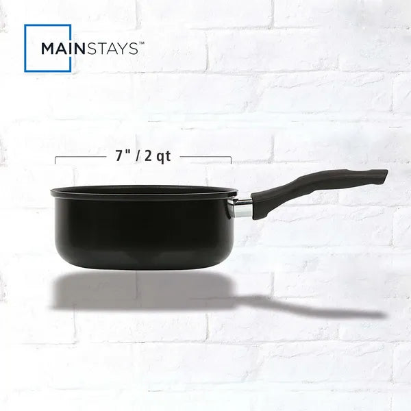 `2 Quart Non-Stick Aluminum Saucepan with Glass Lid, Stay Cool Handle, Even Heat Distribution for Kitchen Cooking`