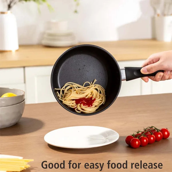 `2 Quart Non-Stick Aluminum Saucepan with Glass Lid, Stay Cool Handle, Even Heat Distribution for Kitchen Cooking`