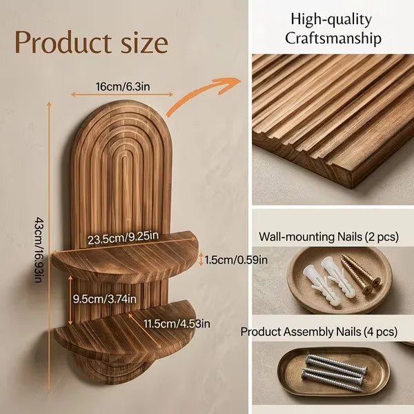 2-Tier Rustic Wooden Wall Mounted Plant Shelf, Floating Farmhouse Display Rack, Wall Storage Organizer for Kitchen Living Room Bedroom Window Decor