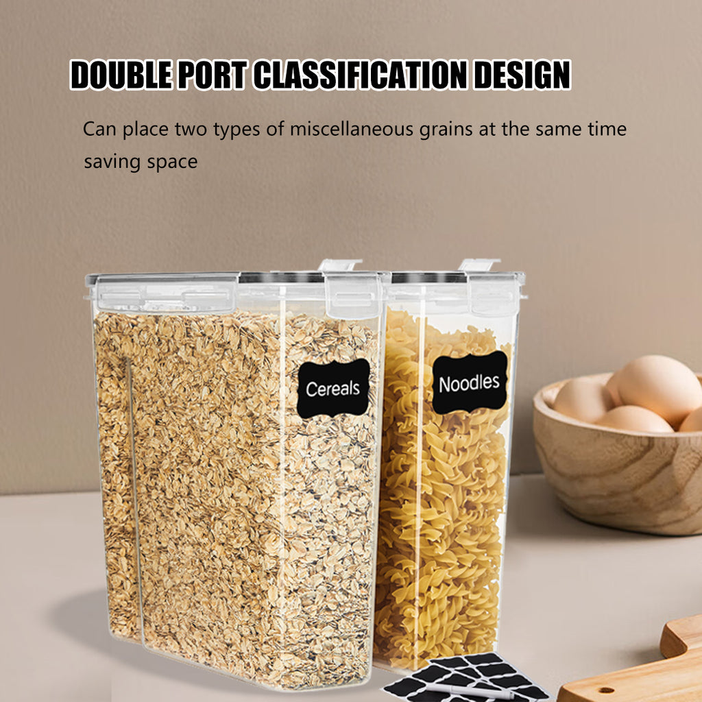 Cereal Containers Storage Set, 4PCS Airtight Food Storage Containers with Lids, Cereal Dispensers for Pantry Organization, Pour Spout, Labels and Marker