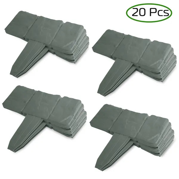 AEELLEEA 20 Pack Garden Landscape Edging 98.4" Total, Stone Look Plastic Flower Bed Border Stakes for Lawn Pathway Yard