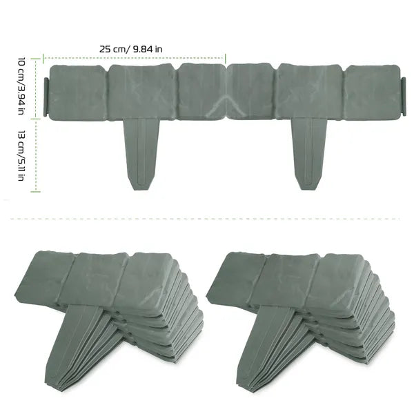 AEELLEEA 20 Pack Garden Landscape Edging 98.4" Total, Stone Look Plastic Flower Bed Border Stakes for Lawn Pathway Yard