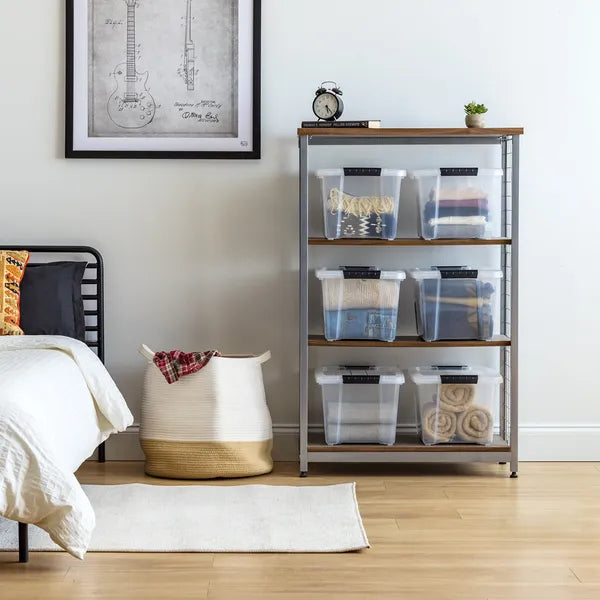 20 Quart Plastic Storage Bins with Snap Latching Lids, Stackable Heavy Duty Storage Totes, 6 Pack for Home Garage Pantry