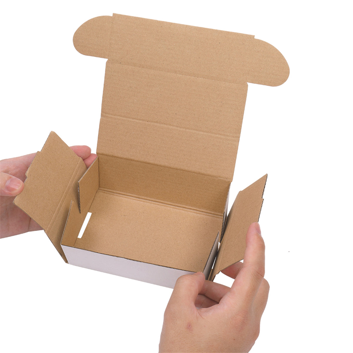 AEELLEEA 50 Pack 6x4x2 Inch Corrugated Shipping Boxes, White Outside Yellow Inside, Easy Fold Mailer Boxes for Small Business Packaging