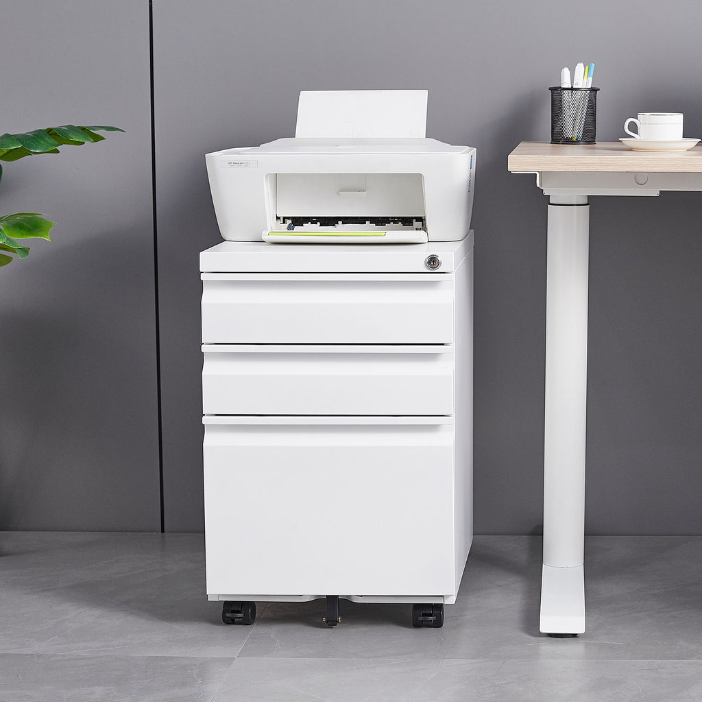 AEELLEEA 3 Drawer Mobile Metal File Cabinet with Lock, Under Desk Rolling Filing Cabinet for Letter/Legal/A4 Files