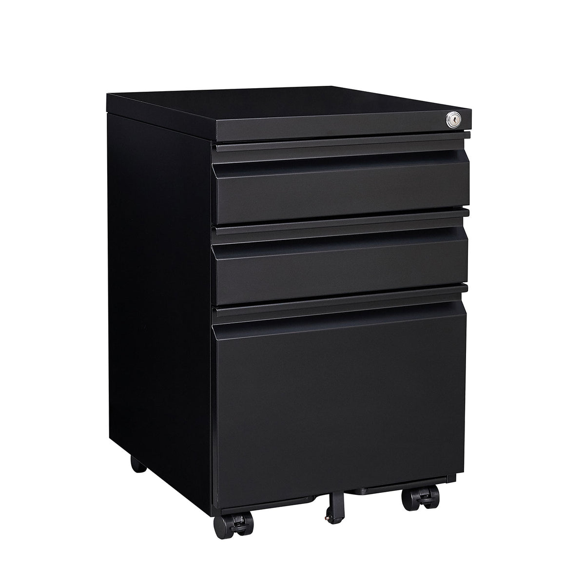 AEELLEEA 3 Drawer Mobile Metal File Cabinet with Lock, Under Desk Rolling Filing Cabinet for Letter/Legal/A4 Files, Black