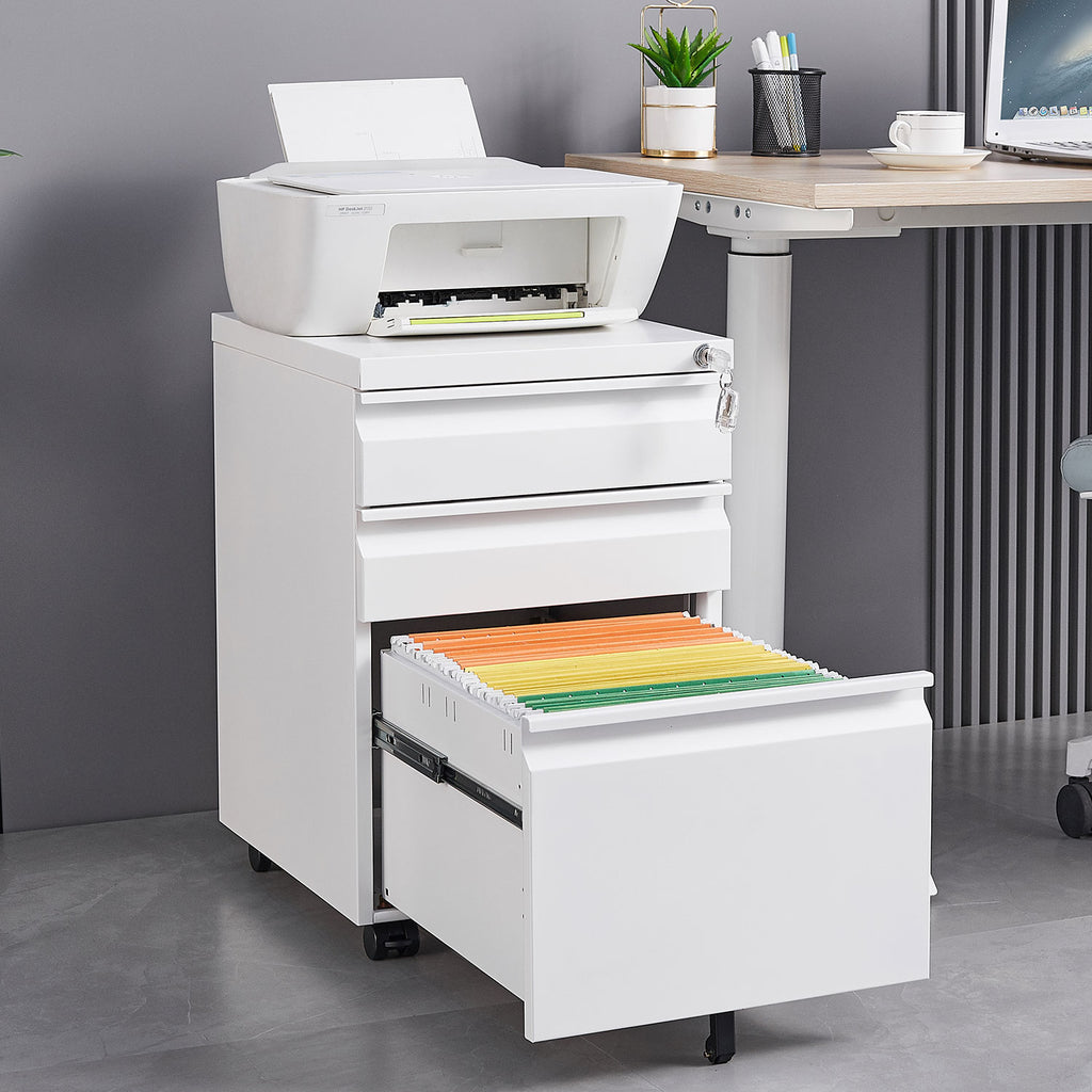 AEELLEEA 3 Drawer Mobile Metal File Cabinet with Lock, Under Desk Rolling Filing Cabinet for Letter/Legal/A4 Files