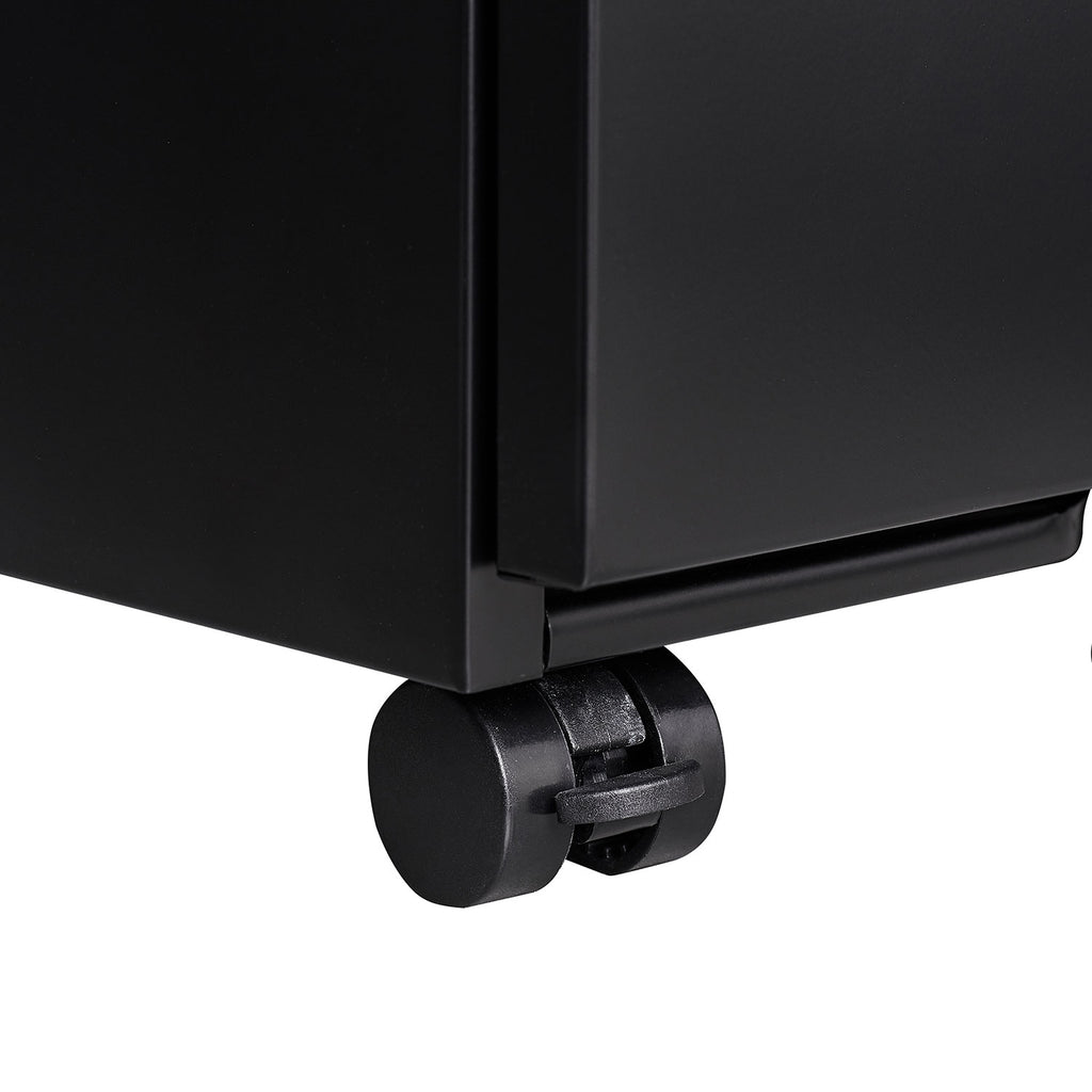 AEELLEEA 3 Drawer Mobile Metal File Cabinet with Lock, Under Desk Rolling Filing Cabinet for Letter/Legal/A4 Files, Black