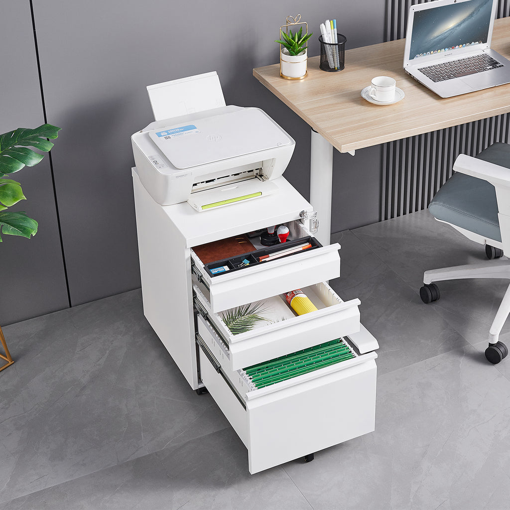 AEELLEEA 3 Drawer Mobile Metal File Cabinet with Lock, Under Desk Rolling Filing Cabinet for Letter/Legal/A4 Files
