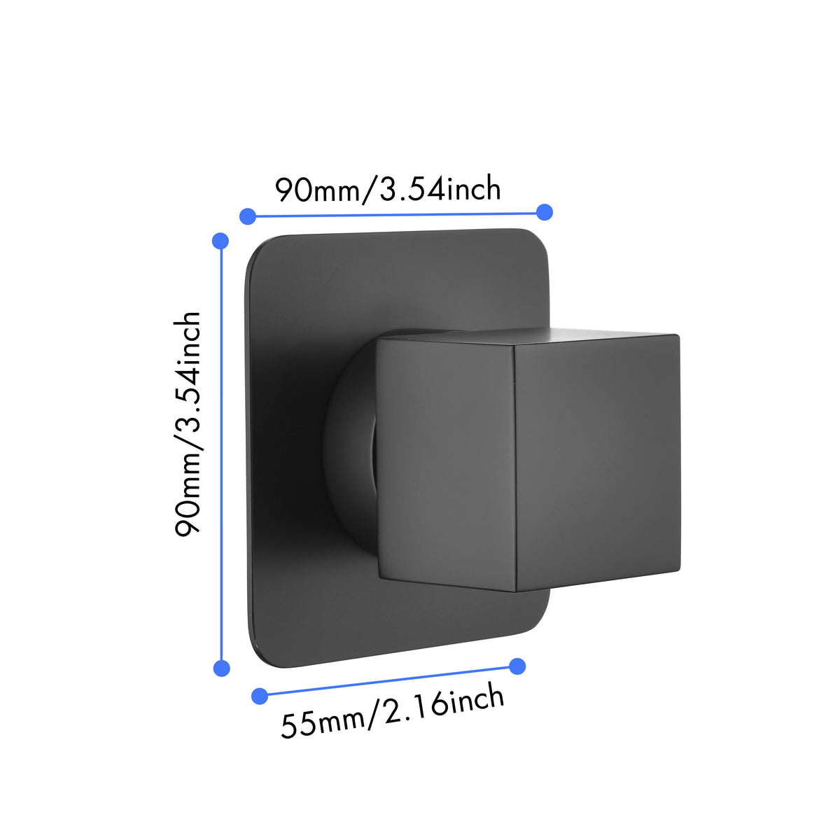 AEELLEEA 1 Piece 3/4 Inch Shower Volume Control Valve, Square Matte Black Concealed Water Flow Control Stop Valve for Bathroom