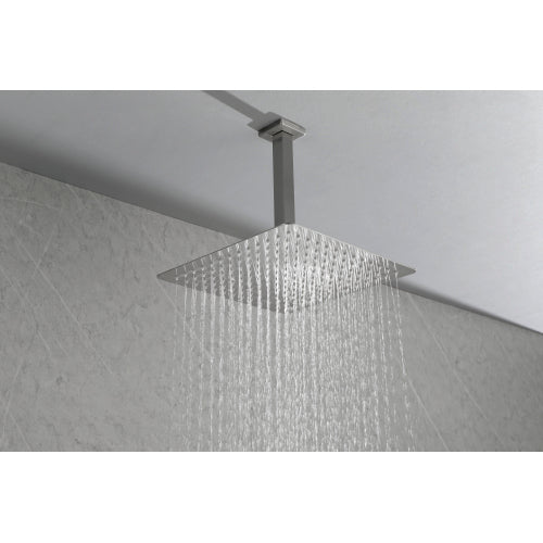 AEELLEEA Ceiling Mount Rain Shower System 12 Inch Square Shower Head, Brushed Nickel Shower Set with Handheld Spray