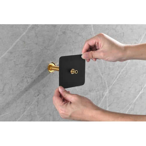 AEELLEEA 1 Piece 3/4 Inch Shower Volume Control Valve, Square Matte Black Concealed Water Flow Control Stop Valve for Bathroom
