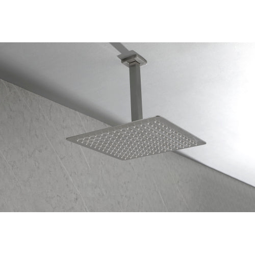 AEELLEEA 12 Inch Square Rain Shower Head with Ceiling Arm, Brushed Nickel Overhead Rainfall Shower
