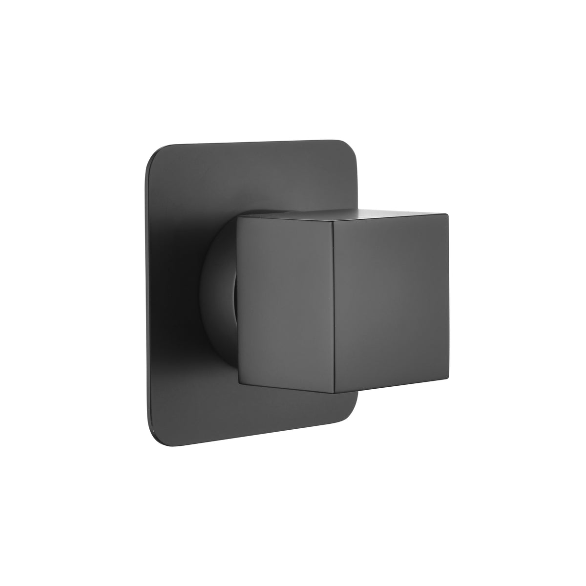AEELLEEA 1 Piece 3/4 Inch Shower Volume Control Valve, Square Matte Black Concealed Water Flow Control Stop Valve for Bathroom