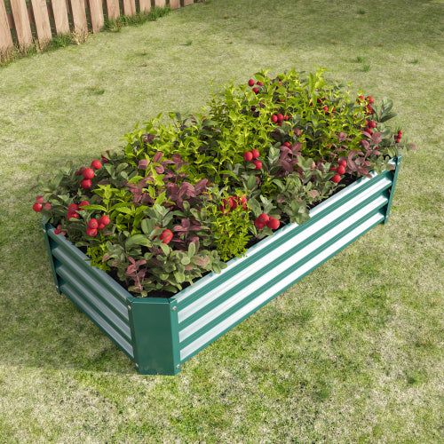 AEELLEEA 47.24 x 24 x 11.81 Inch Green Metal Raised Garden Bed, Rectangular Outdoor Planter Box for Vegetables, Herbs and Flowers