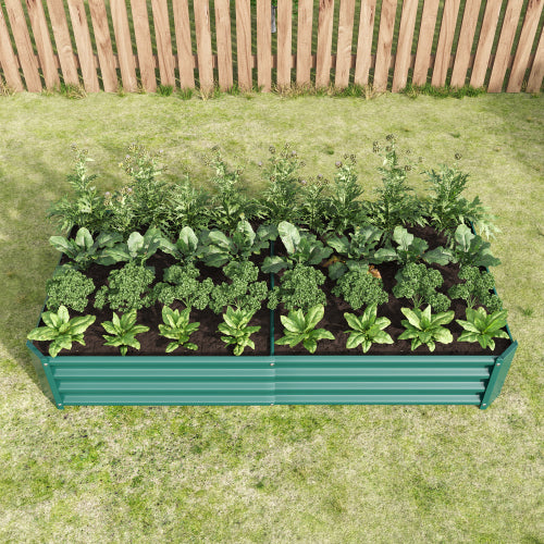 AEELLEEA 70.87 x 35.83 x 11.81 Inch Green Galvanized Metal Raised Garden Bed, 2 Pack Rectangular Outdoor Planter Box for Vegetables, Herbs & Flowers