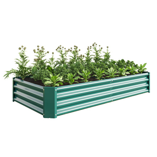 AEELLEEA 70.87 x 35.83 x 11.81 Inch Green Galvanized Metal Raised Garden Bed, Rectangular Outdoor Planter Box for Vegetables, Herbs & Flowers