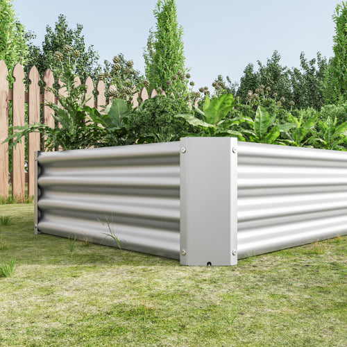 AEELLEEA 70.87 x 35.83 x 11.81 Inch Silver Galvanized Metal Raised Garden Bed, Rectangular Outdoor Planter Box for Vegetables, Herbs & Flowers