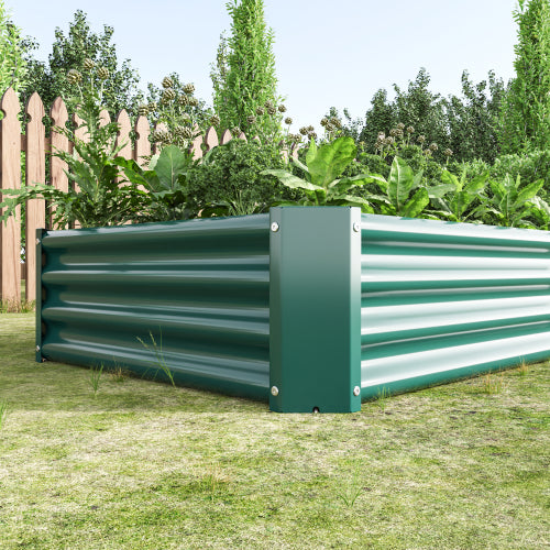 AEELLEEA 70.87 x 35.83 x 11.81 Inch Green Galvanized Metal Raised Garden Bed, 2 Pack Rectangular Outdoor Planter Box for Vegetables, Herbs & Flowers