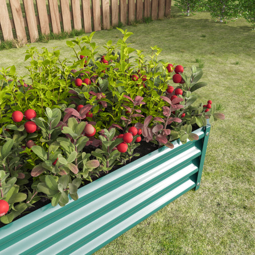 AEELLEEA 47.24 x 24 x 11.81 Inch Green Metal Raised Garden Bed, Rectangular Outdoor Planter Box for Vegetables, Herbs and Flowers