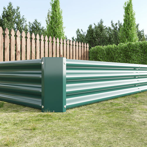 AEELLEEA 91.34 x 44.69 x 11.81 Inch Green Metal Raised Garden Bed, Outdoor Rectangular Planter Box for Vegetables, Flowers, Herbs