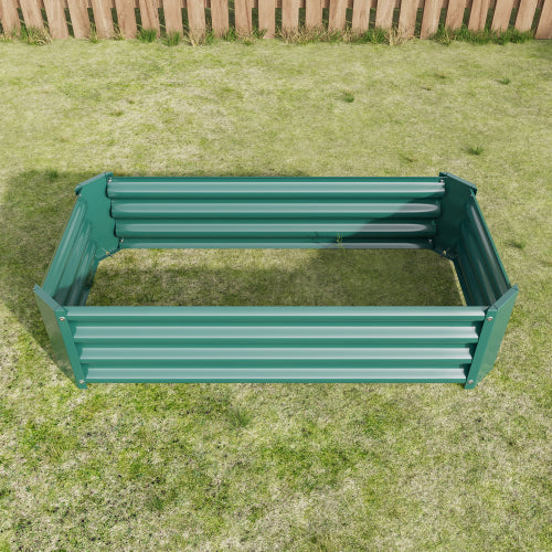 AEELLEEA 47.24 x 24 x 11.81 Inch Green Metal Raised Garden Bed, Rectangular Outdoor Planter Box for Vegetables, Herbs and Flowers