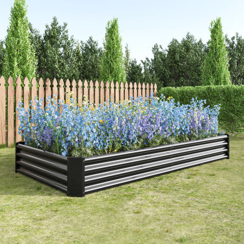 AEELLEEA 91.34 x 44.69 x 11.81 Inch Metal Raised Garden Bed, Outdoor Rectangular Planter Box for Vegetables, Flowers, Herbs, Lawn