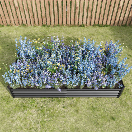 AEELLEEA 91.34 x 44.69 x 11.81 Inch Metal Raised Garden Bed, Outdoor Rectangular Planter Box for Vegetables, Flowers, Herbs, Lawn