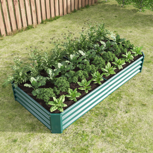 AEELLEEA 70.87 x 35.83 x 11.81 Inch Green Galvanized Metal Raised Garden Bed, Rectangular Outdoor Planter Box for Vegetables, Herbs & Flowers