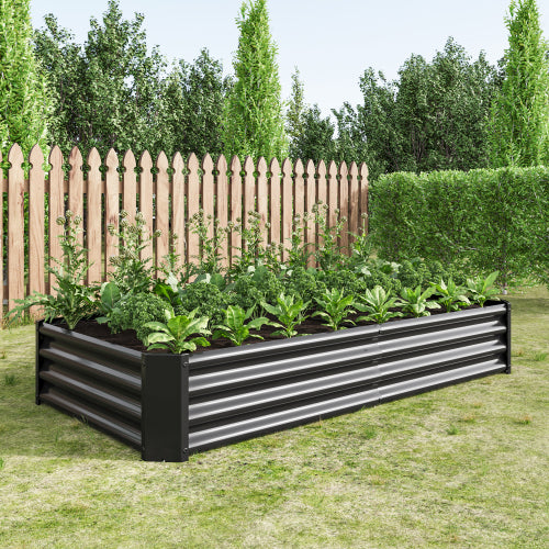 AEELLEEA 70.87 x 35.83 x 11.81 Inch Black Galvanized Metal Raised Garden Bed, Rectangular Outdoor Planter Box for Vegetables, Herbs and Flowers