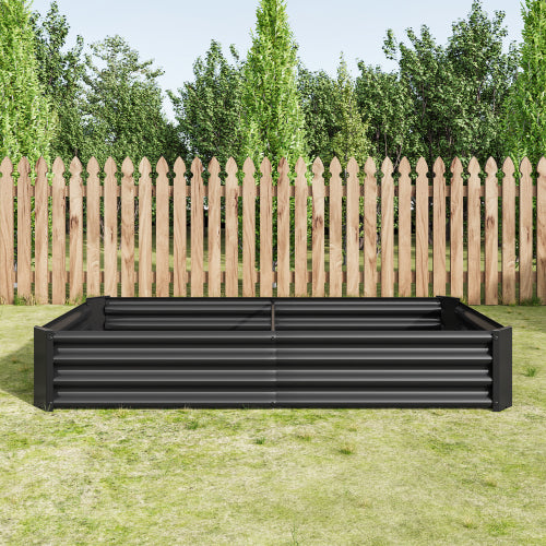 AEELLEEA 70.87 x 35.83 x 11.81 Inch Black Galvanized Metal Raised Garden Bed, Rectangular Outdoor Planter Box for Vegetables, Herbs and Flowers