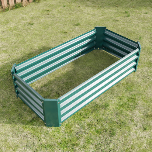 AEELLEEA 47.24 x 24 x 11.81 Inch Green Metal Raised Garden Bed, Rectangular Outdoor Planter Box for Vegetables, Herbs and Flowers