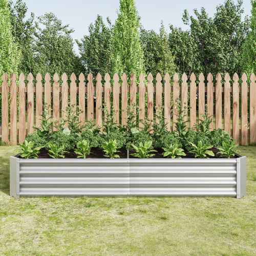 AEELLEEA 72 x 36 x 12 Inch Silver Galvanized Metal Raised Garden Bed, 2 Pack Rectangular Outdoor Planter Box for Vegetables, Herbs & Flowers