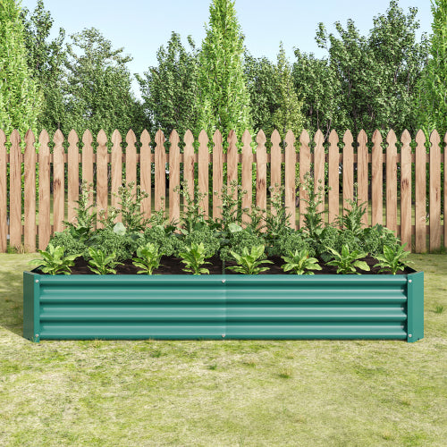 AEELLEEA 70.87 x 35.83 x 11.81 Inch Green Galvanized Metal Raised Garden Bed, 2 Pack Rectangular Outdoor Planter Box for Vegetables, Herbs & Flowers