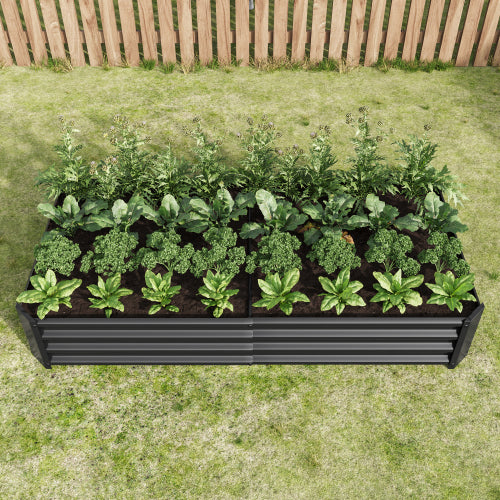 AEELLEEA 70.87 x 35.83 x 11.81 Inch Black Galvanized Metal Raised Garden Bed, Rectangular Outdoor Planter Box for Vegetables, Herbs and Flowers