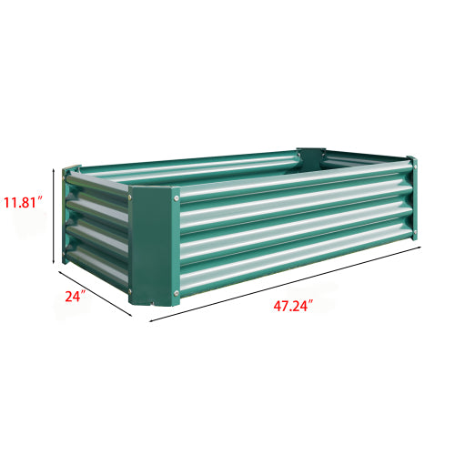 AEELLEEA 47.24 x 24 x 11.81 Inch Green Metal Raised Garden Bed, Rectangular Outdoor Planter Box for Vegetables, Herbs and Flowers