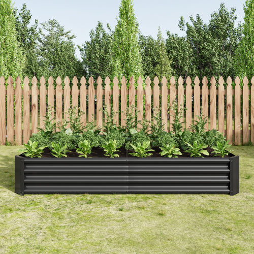AEELLEEA 70.87 x 35.83 x 11.81 Inch Black Galvanized Metal Raised Garden Bed, Rectangular Outdoor Planter Box for Vegetables, Herbs and Flowers