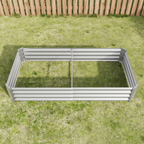 AEELLEEA 70.87 x 35.83 x 11.81 Inch Silver Galvanized Metal Raised Garden Bed, Rectangular Outdoor Planter Box for Vegetables, Herbs & Flowers