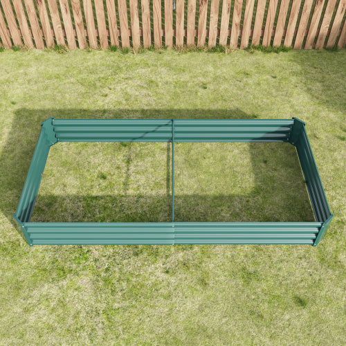 AEELLEEA 91.34 x 44.69 x 11.81 Inch Green Metal Raised Garden Bed, Outdoor Rectangular Planter Box for Vegetables, Flowers, Herbs