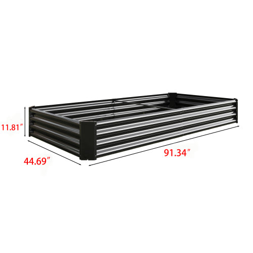 AEELLEEA 91.34 x 44.69 x 11.81 Inch Metal Raised Garden Bed, Outdoor Rectangular Planter Box for Vegetables, Flowers, Herbs, Lawn
