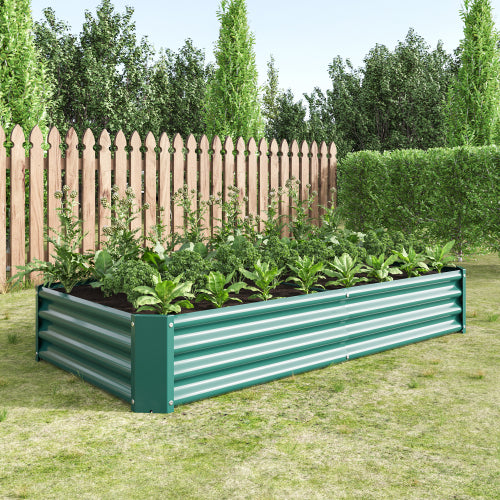 AEELLEEA 70.87 x 35.83 x 11.81 Inch Green Galvanized Metal Raised Garden Bed, Rectangular Outdoor Planter Box for Vegetables, Herbs & Flowers