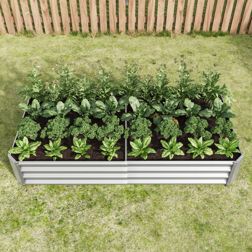 AEELLEEA 70.87 x 35.83 x 11.81 Inch Silver Galvanized Metal Raised Garden Bed, Rectangular Outdoor Planter Box for Vegetables, Herbs & Flowers